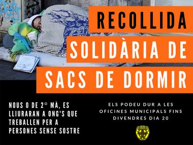 Campanya solidària de recollida de sacs de dormir per a gent sense sostre