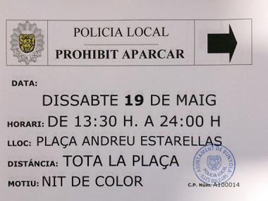 Ordenació de l'aparcament durant la Nit del Color