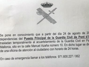 Canvi d'ubicació de la Guàrdia Civil