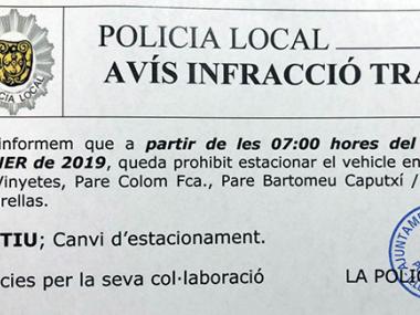Canvi d'estacionament a partir de dia 2 de gener