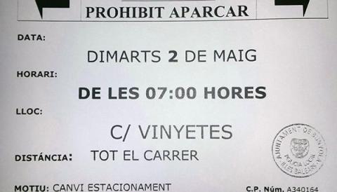Canvi d'estacionament als carrers Pare Colom Franciscà i Vinyetes