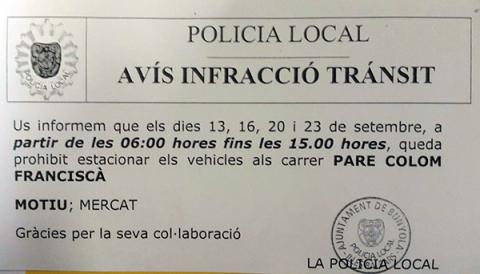 Limitacions d'estacionament amb motiu de les festes