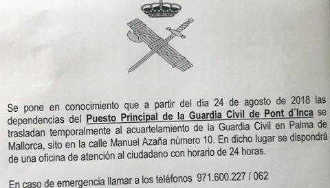 Canvi d'ubicació de la Guàrdia Civil