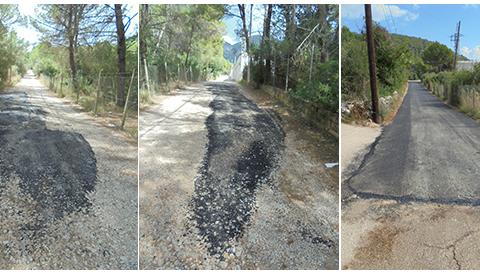 Asfaltat un tram de camí que uneix el Poliesportiu amb el camí de Caubet